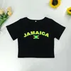 Camiseta feminina camiseta de algodão camiseta vintage verão preto sexy y2k tops de futebol jamaica de manga curta harajuku mulheres casuais