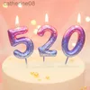 Bougies 0-9 Numéro Couleur Gradient Bougies Anniversaire Digne Digital Decoration Topper Wedding Baby Shower Birthday Célébration Party Decor D240429