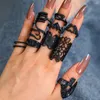 Cluster Ringe Fashion Black Schlangen Schmetterling für Frauen Schmuck Anillo Finger Ring Set Ohr Girls Bages ästhetische Accessoires