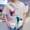 Herren lässige Hemden Schmetterling Grafikhemd 3D -Print Hawaiian Novelty Beach Flower Kurzärärmische Ärmel Tops Mode coole Männer für