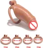 Mannelijke kuisheid kooislot met 4 ringen mannelijke nylon roze sissy sex speelgoed pik kooi lichtgewicht kuisheidsapparaat in de vorm van een dildo volwassen bdsm-bondage voor mannen (v2-large)