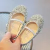 Sandalen Mädchen Lederschuhe für Hochzeitsfeier Bling Glitzer Strass Kinder Wohnungen Kinderschuhe Prinzessin Schuhe Klassische Modekleiderschuhe