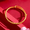 Bracciale giallo puro oro 18k 999 impasto fritto regolabile Wuth Women Wedding Wedding Trendy Party Braccialetti 240424