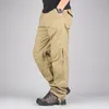 Spodnie męskie spodni z wysokim pasażem dużych rozmiarów multi kieszeni zużycie robót zużycia długie spodnie swobodne odzież uliczna dla mężczyzn proste spodnie nogi