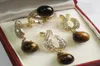 PRETT LOVELY WOMEN039S bröllop Vackra nya smycken 12mm Tiger Eye Stone Pendant Earring Ring Set8949901