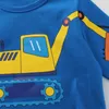 Футболки 2024 Boys Clothing Cartoon Excavator Boys Осень Новая мода с длинными рукавами, хлопковая детская одежда, футболка для детской одежды.