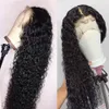 Menschliches Haar 26inch Kinky Curly Spitzenfront Long Curly Perücken menschliches Haar Perücken für schwarze Frauen Malaysian 150% Dichte Remy Perücken nahtlos