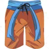 Shorts masculinos desenho animado laranja azul fria praia de verão com bolsos de malha de baús de nadar de surf rápido para homens para homens para homens