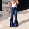 Xuru-Europe ve Amerika Birleşik Devletleri Seksi Stretch Jeans Kadın Günlük Boncuk Alevli Pantolon Uzun Kot K65-861 240425