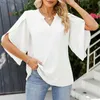 Women's Blouses shirts vrouwen zomerstijl chiffon blouses shirts dame casual korte flare slev v-neck losse blouse tops y240426