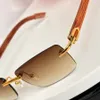 Lunettes de soleil sans cadre en bois Brown Gradient Men Femmes Summer Shades Sunnies Lunetes de Soleil UV400 Eyewear