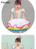 Bühnenbekleidung Prinzessin Rock Fluffy Performance Kleid süßer Kinder tanzt sieben Regenbogen