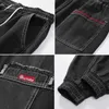 Herenjeans Koreaanse mode enkelband denim heren jeans zwart grijze vrachtheren elastische pocket harem broek straat kleding hiphop jeansl2404L2403