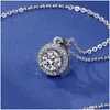 Anhänger Halsketten S925 Sterling Sier Sailorom Round Big Shining Crystal Stone Cubic CZ Zirkon Diamantdesigner Halskette mit Kasten C Dhaql