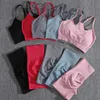 Женские спортивные костюмы Normov Seamless Sports Set Womens 2pcs костюм Fitness Bra с велосипедными шортами.