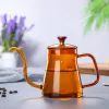 Sets Handmade Glass Gooseneck Hand Drip Coffee Pot Heatresistant Glass Pour Over Coffee Tea Kettle Maker for Cafe Barista Gas Stove