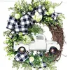 Flores decorativas Wreath Wreatch Pumpkin Truck Decoration Autumn Farmhouse Ação de Graças