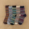 Women Socks Retro Plaid Men Winter Warm Wool Thick National Style Small Square Thermal Cashmere Snow Male Soft Christmas Soxs