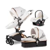 Poussettes # poussette de luxe pour bébé 3-en-1 chariot en cuir PU haut paysage pliage Q240429