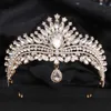 Tiaras Luxury Sweet Water Drop Opal Tiara for Women Wedding Party Robe Gift Elegant Bridal Bride Crystal Crown Hair Accessoires