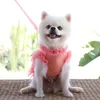 Hundkläder andningsbara nätklänningar söt sele koppel för små hundar kläder ropa perro chihuahua rosa grön kjol båge-knot valp klänning