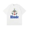 Heren T-shirt Rhude Designer T-shirt voor mannen Trip Party Summer T-shirt Casual Comfortabele man Beach Tees Fashion Korte mouw TOM KWALITEIT TEE EUR-maat CRD2404292-6