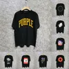 Black Purple Shorts Tee Mens Diseñador de diseñadores Camiseta corta de verano Camisa impresa Carta de marca informal Diseñadores de alta calidad Camiseta Hip Hop Streetwear