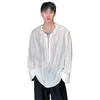 Men's Casual Shirts LUZHEN Drawstring Ruched Thin Design Long Sleeved Original Elegant Plain Trendy Street Tops LZ3014