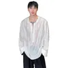 남성용 캐주얼 셔츠 Luzhen DrawString Ruched Thin Design Long Sleeved Original Eleved Orgenant Plain Trendy Street Tops LZ3014