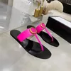 Designer -Obong -Sandalen doppeltes Metall schwarzes Leder doppelte weiße braune Hausschuhe Sommer Beach Frauen Flip Flops Sandalen