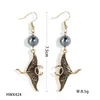 Stud -oorbellen Handgemaakte Hawaiiaanse zwarte email Manta Ray Ocean Beach Gift Druppel sieraden