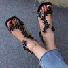 Summer Womens Sandal Luxury Rhinestone Chunky Heels Sandaler Fashion Crystal High-Heeled Elastic Band Flower Gladiator Sandale Open Toe Black White Size 35-43