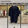 Maxmaras Cashmere Coat Kadın Yün Paltolar 2024 Autumnwinter Celebrity Aynı Stil 101801 Donanma Çifte Breasted Yün Ceket Takım Köpek Yüksek Uzun