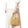 드로 스트링 빈티지 간단한 스 플라이 싱 여성 어깨 가방 수제 나무 구슬 가방 여름 패션 다목적 통근 핸드백