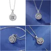 Pendant Necklaces S925 Sterling Sier Sailormoon Round Big Shining Crystal Stone Cubic Cz Zircon Diamond Designer Necklace With Box C Dhaql