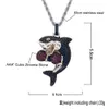 Pendant Necklaces Boxing Shark Pendant Copper Set Zircon True Gold Electroplated Hip Hop Trendy Mens Versatile Necklace Accessories