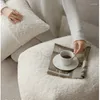 Pillow Mochi-Soft Lamb Wool Pouf Sofa Cover Living Room Pillowcase Beige Throw Cozy Footrest Plush Decor