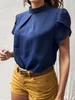 Damenblusen Hemden Frauen Modelle Blusen Hemden Casual Stand Collar Short Slve Tops Ladies Sommer Basic Elegant Top Y240426