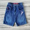 Уличная одежда Jnco Шорты Y2K Hip Hop Hop Lucky Dice Graphic Retro Blue Bedggy Denim Gym Shorts мужчины женские готические баскетбол короткие 240426