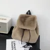 Y2k Faux Fur Luopard vrouwen rugzak vaste zachte fleece knapzak harajuku -stijl winter dames tas mochilas para mujer 240426