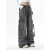 American Fashion Y2K Women Blue Jeans Spring Overalls Street High midje Style Women Winter raka Casual Pants 240425