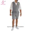 Letnie garnitury ślubne dla mężczyzn Slim Fit Groom 2 -częściowe kamizelki Zestaw Groomsmen Prom Short Pants Tuxedo trajes Eleganckie para hombre 240419