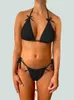 Women's Swimwear Doury Women 2 Pieces Bikinis Set Halter Tie Up Bikini Tops 3D Bow Shorts Solid Color Bathing Suit Beachwear