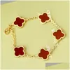 Bracelets de charme bracelet créateur pour femmes trèfles à quatre feuilles mode tendance élégante chaîne de perles bijoux de bijoux cadeau en gros drop otdkl