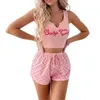 Женские танки Camis Fashion Sexy Sext Set Set Fun Pajama Sets Shate Top Шорт-шорты Home Fury без обратной одежды женская домашняя одежда ночная рубашка D240427