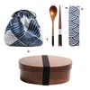 Bento Boxes Wooden lunch box picnic Japanese bento school childrens dinner set with pockets and spoon forks round square Q2404271