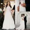 Robes de mariée de robe de mariée Vintage balayage une ligne fabriquée sur mesure de taille plus taille en tulle décolleté 1/2 demi-manches jardin vestido de novia simple