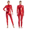 Wear Women Metallic Jumpsuit Ballet Gymnastique Leotard High Neck Unitard Slim-Fit Full Raiper Long Man GodySuit Catsuit