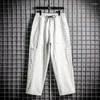 Men's Pants Spring And Summer Drawstring Breathable WideTrousers Beach Solid Color Straight Jogging Trousers Wide Leg For Male