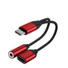 2 In 1 lader- en audiotype C -kabels Oortelefoon Hoofdtelefoonaansluiting ADAPTER CONNECTER KABEL 3,5 mm AUX -hoofdtelefoon voor USB -kabels